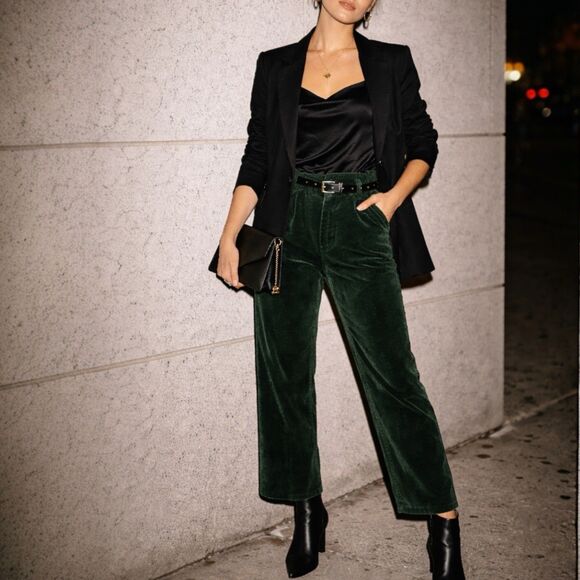 Blank NYC Green Corduroy High Rise Paperbag Pants‎ 25 - Picture 2 of 13